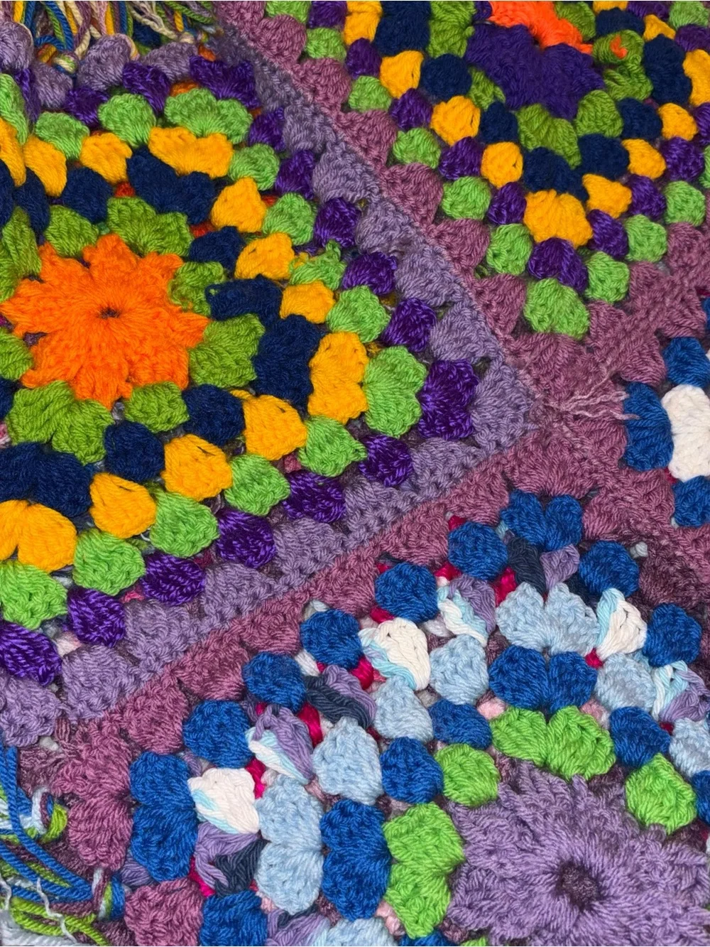 Handmade Multicolor Crochet Granny Square Throw Blanket/shawl